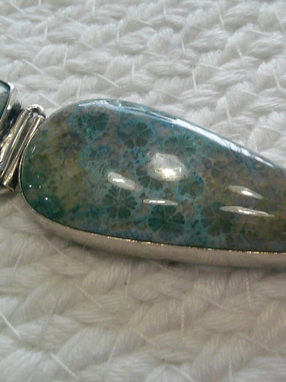 Gorgeous FOSSIL CORAL Handmade Sterling 925 Pendant/Chain #199F